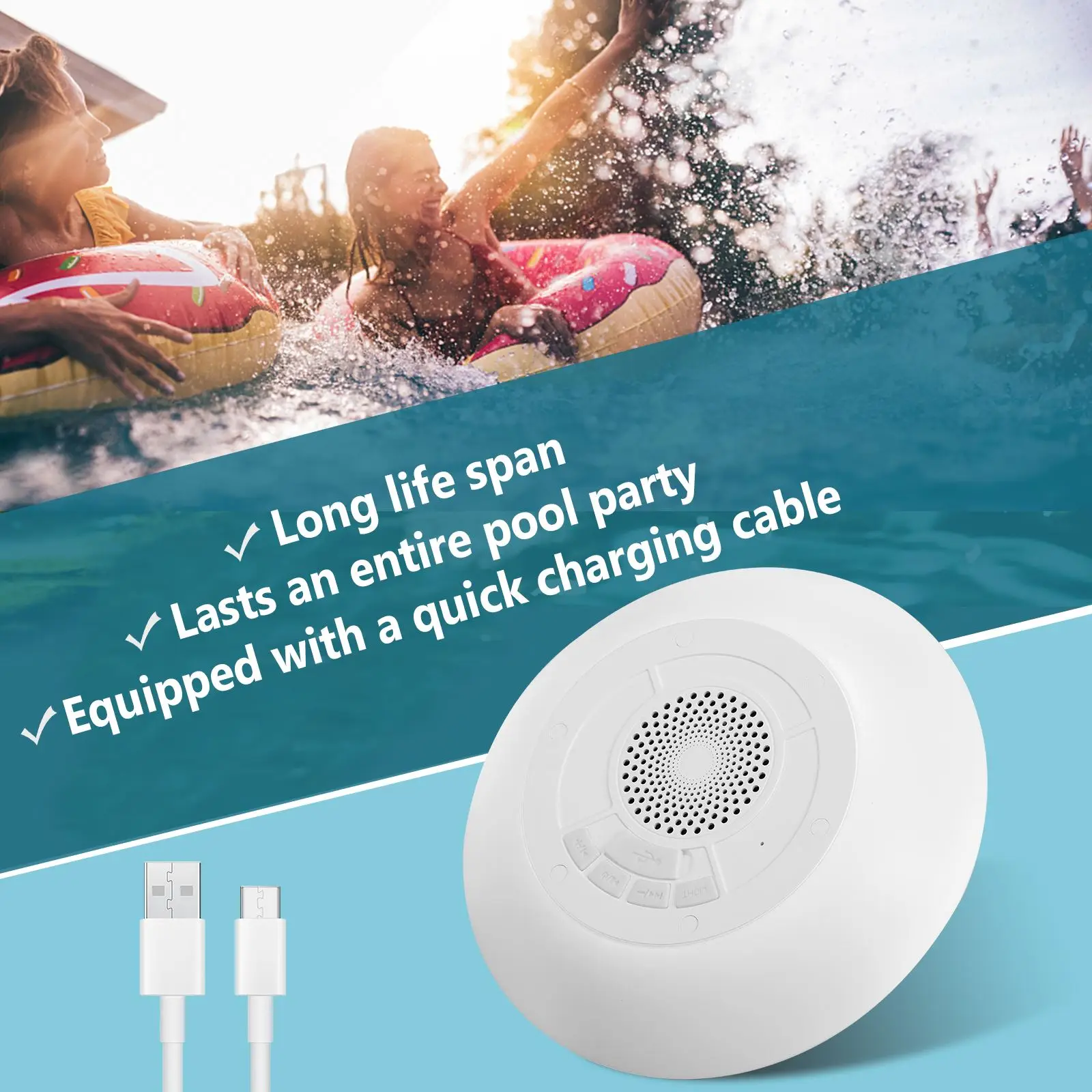 

Bluetooth Speakers LED Colorful Pool Lights IPX7 Waterproof Music Floating HD Stereo Sound Wireless Swimming Decoration Lamp