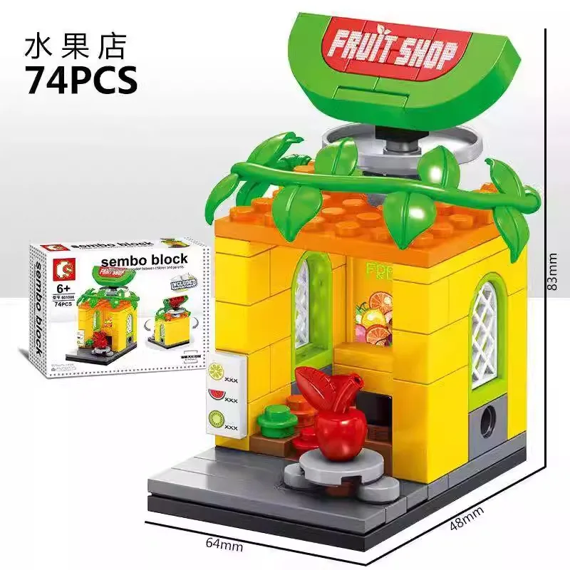 Spot Senbao Legao Mini Street View City House Строительные блоки Модные игрушки Собранные модели с