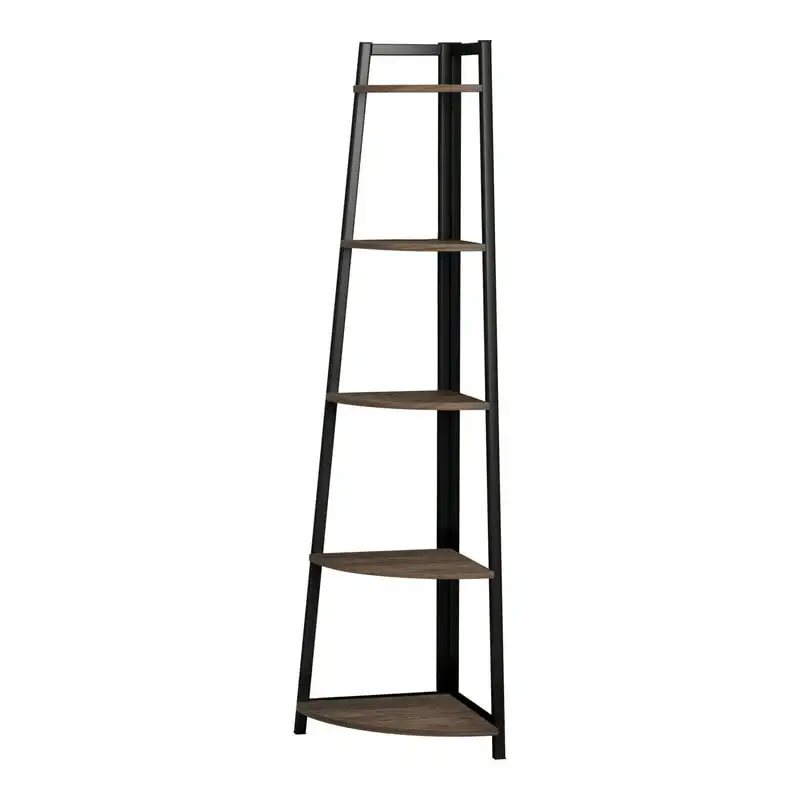 

Jacksonville 5-tier Corner Bookcase Aged Walnut