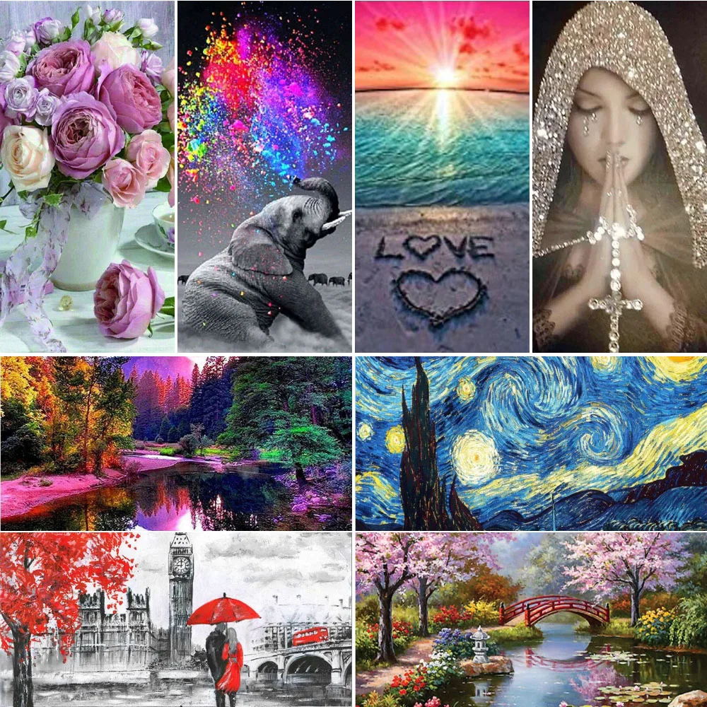 

Dreamy Scenery 5D Diamond Painting Kit Flower Animal DIY Cross Diamond Embroidery Full Round Drill Cross Stitch Home Decor Gift