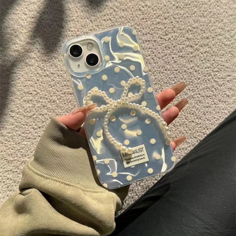 Чехол с жемчужным бантом для Samsung Galaxy A56 A26 A06 A16 A12 A31 A51 A23 A13 A22 A52 A32 A33 A53 A50 A24 A05 M13 M23 A03