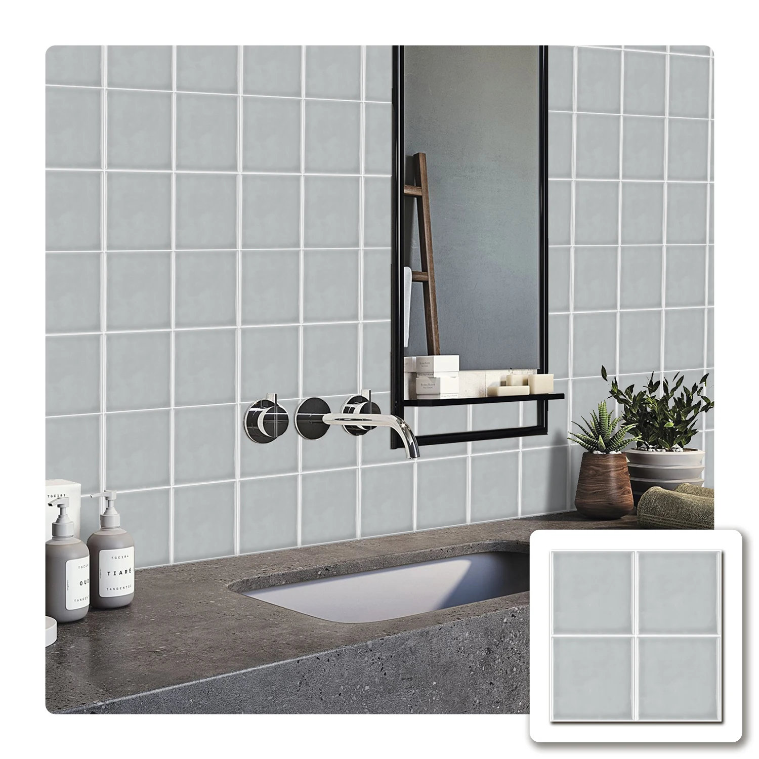

Glossy Provence Brick Vinyl Sticker Peel and Stick, Self-Adhesive Wall Tile Transfers Backsplash Sticker Decal for Kitchen Bathr