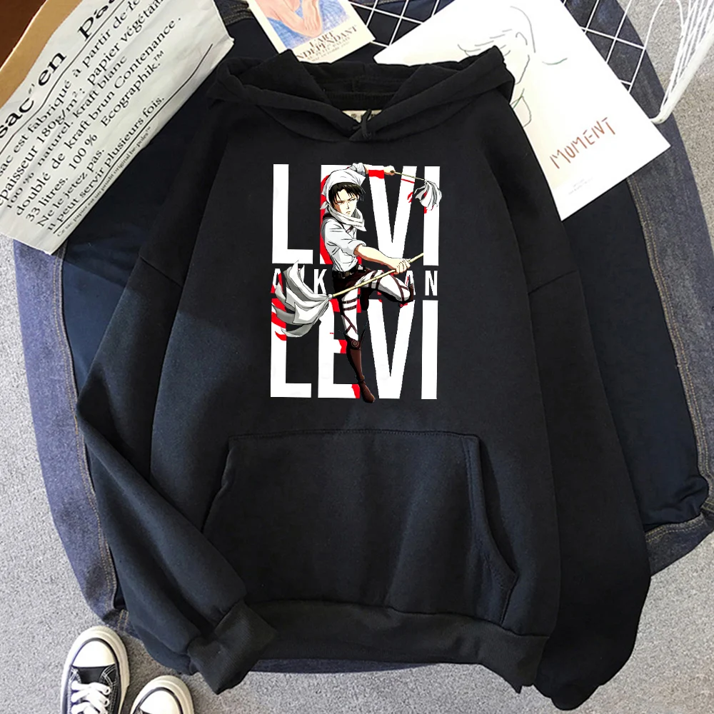 Japanese Anime Attack Giant Hoodie Levi Ackerman Printed Loose Casual Tops Pullover Korean Hip-Hop Unisex Oversized Sweatshirt