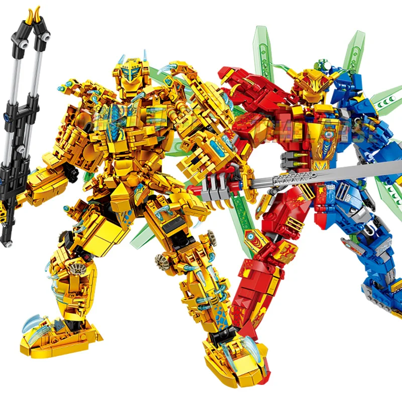 

3in1 Ultra Mechanical Golden X Titans Mechas Chariot Dragons Season 15 Building Blocks Classic Model Sets Bricks Kids Kits