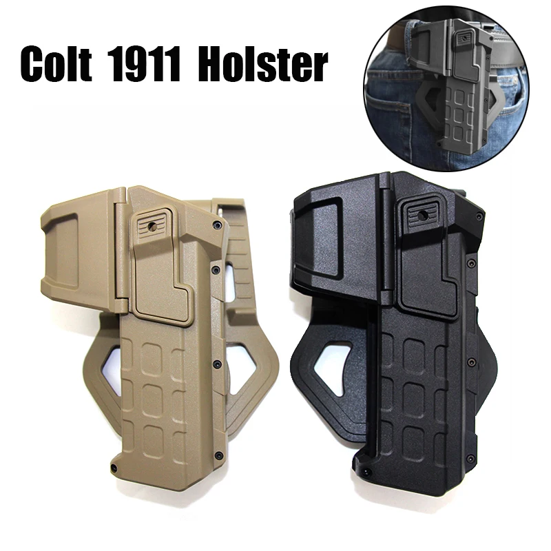 

Tactical Movable Airsoft Waist Pistol Gun Holster For Colt 1911 Glock 17 18 22 26 with Flashlight Laser Mounted Handgun Case