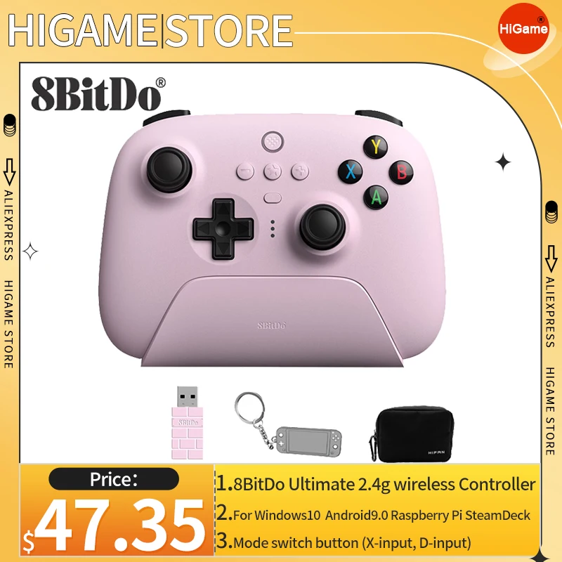 

8bitdo Ultieme 2,4G контроллер с поддержкой Steam Deck Windows10 Android Raspberry Pi геймпад ALPS джойстик с зарядной док-станцией
