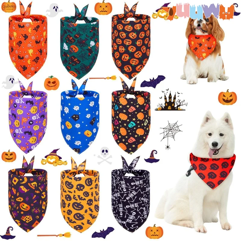 

New Halloween Pet Saliva Towel Cat Dogs Scarf Puppy Accessories Triangle Scarf Animals Dog Accessories Things for Dogs Pet Items