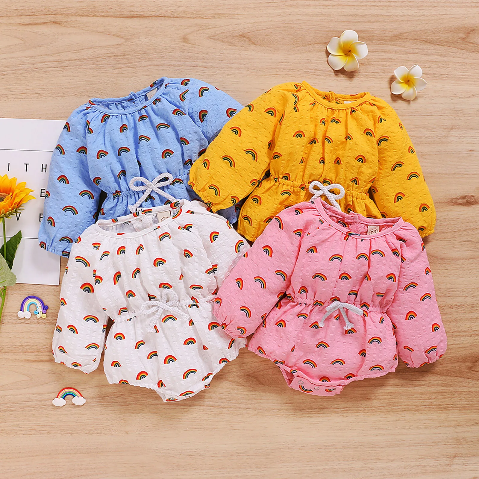 

Комбинезон для новорожденных девочек 6/9/12/18 мес., боди с длинным рукавом и радужным принтом, комбинезон для младенцев, наряд, одежда для девоч...