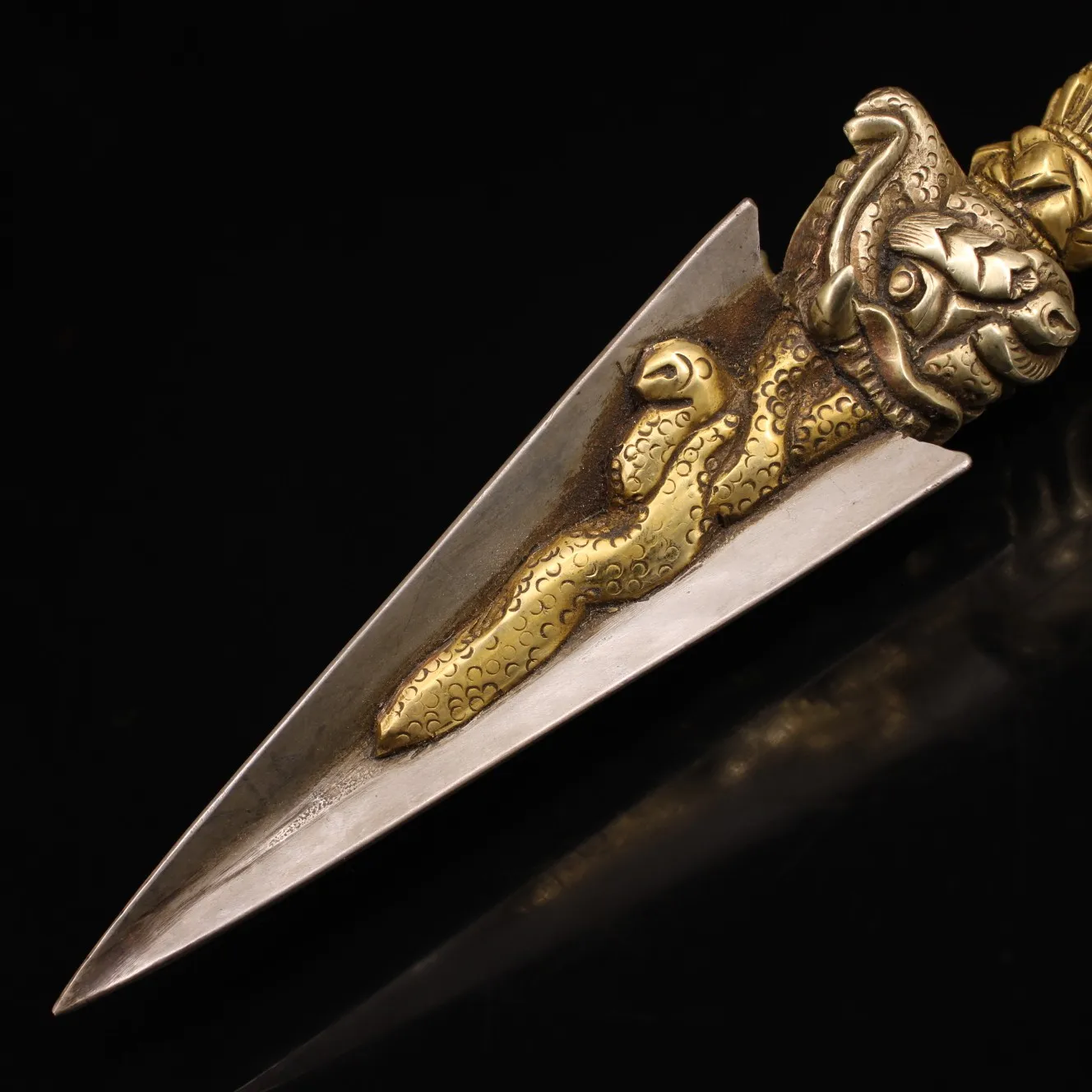 11-дюймовая коллекция тибетского храма старая бронза позолоченная киноварь