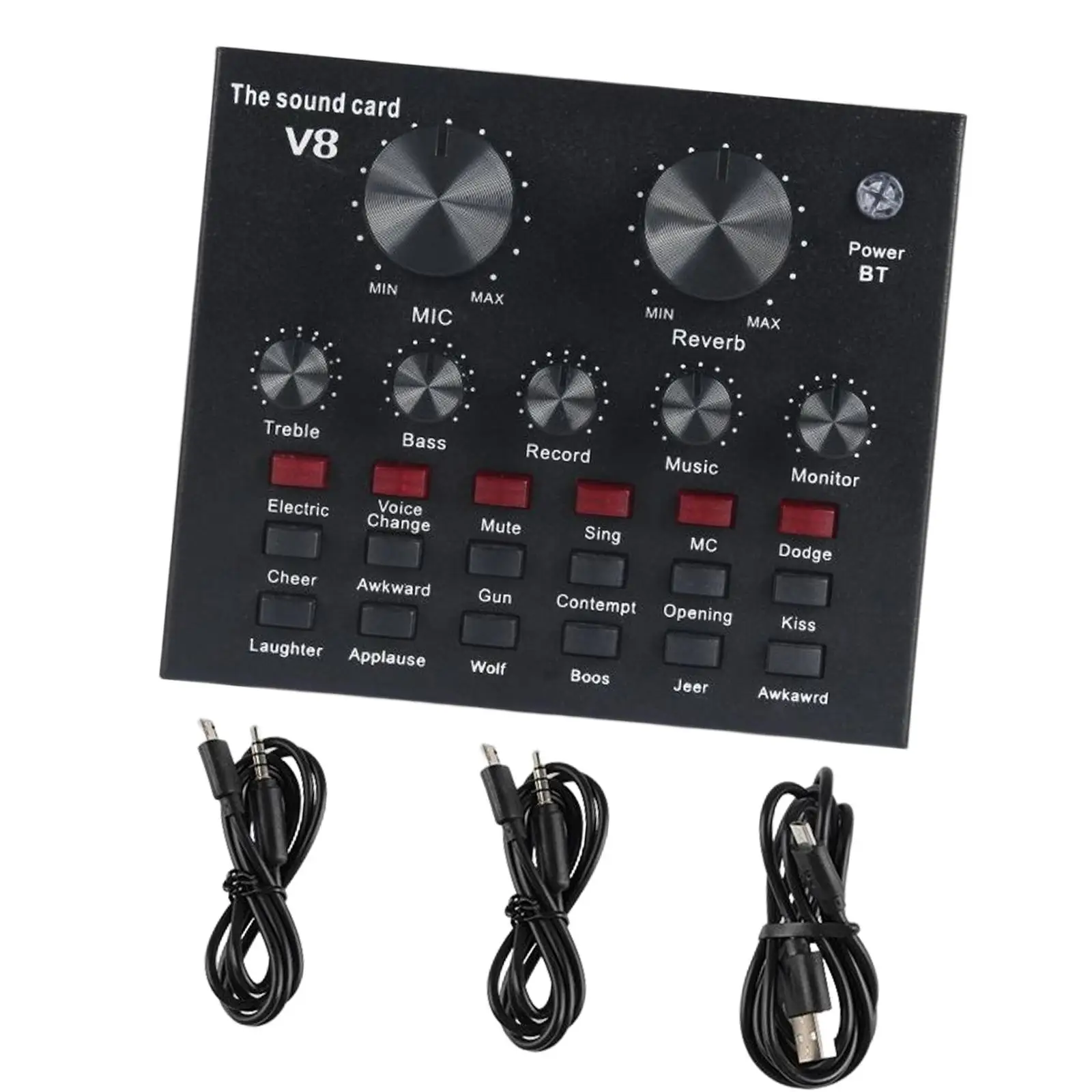V8 Voice Conversion Sound Card Recording Studio Equipment for Live Sing Chat On