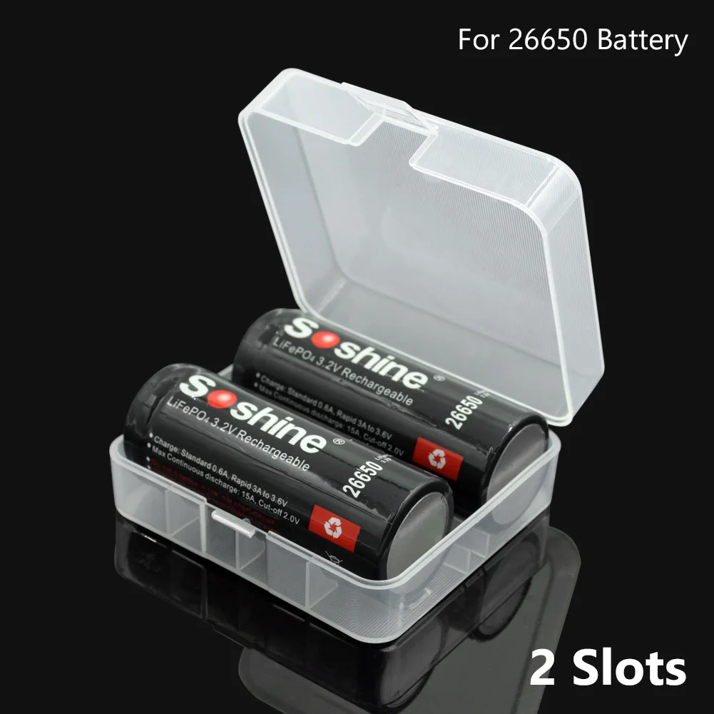 1 2 Slots Plastic Battery Case For CR123 18350 6F22 26650 Holder Storage Box Container Clear Organizer |