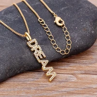 aibef high quality zircon dream letter shiny crystal pendant gold necklace women simple design jewelry party creative gift