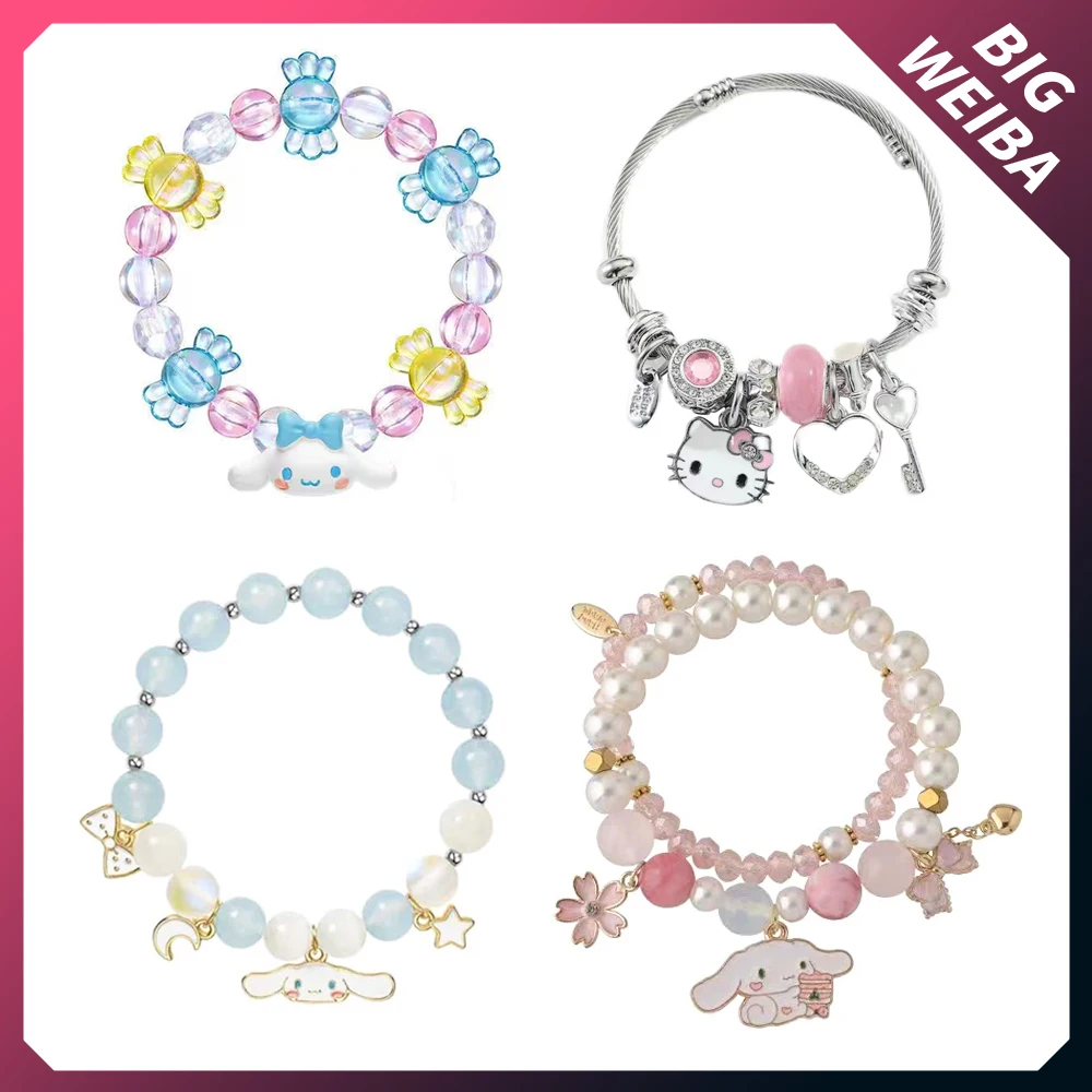 

Милый мультяшный браслет, браслеты Kuromi Hello Kitty Mymelody Cinnamoroll, милая красочная бижутерия, подарок для девушки на день рождения