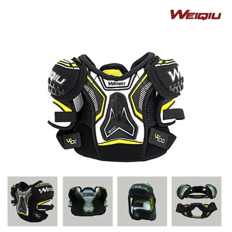 WEIQIU Full Set 6PCS Ice Hockey Chest Protective Gear W-100 Elbow Pads Wrist Guards Kneepads Protector Body Protection For Kids