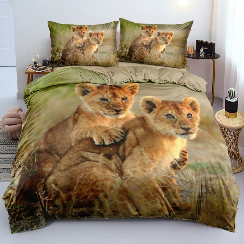 

2023 New 3D Digital Lion Three Or Four Piece Suit Bed Set