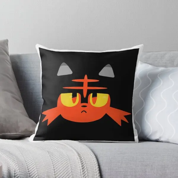 

Наволочка для подушки Litten с принтом, мягкая квадратная декоративная подушка в стиле аниме, цвет черный, не входит в комплект