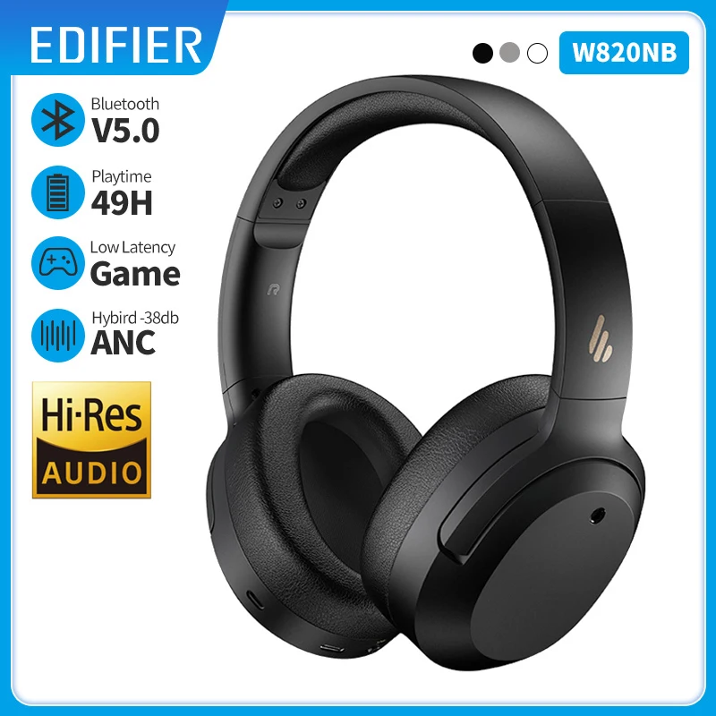 EDIFIER W820NB ANC Беспроводные наушники, Bluetooth-гарнитура с высоким разрешением, аудио, Bluetooth 5,0, 40мм драйвер, Type-C, быстрая зарядка, гибридный ANC