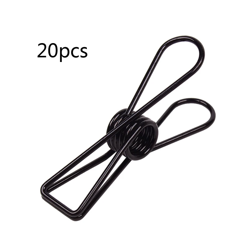 

20 Pcs Multipurpose Clothespins Steel Wire Clips Drying Pegs Clamps for Clothes/Snack Bags/Outdoor/Kitchen/Office
