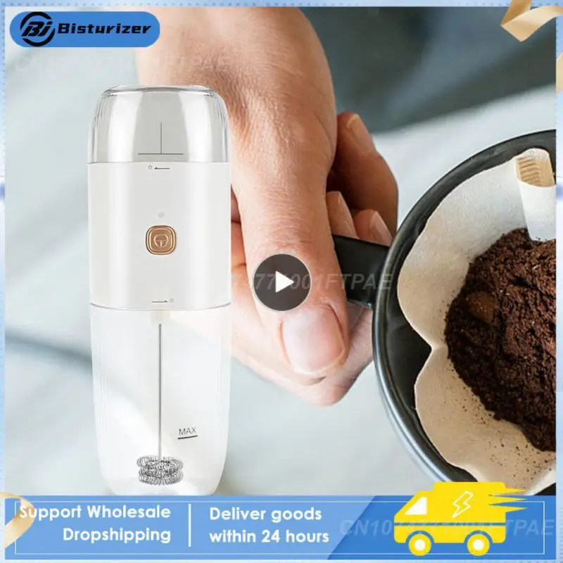 

1/2/3PCS Stainless Stee Whisk Multifunctional Portable Coffee Grinding Grinder Foam Machine Transparent Usb Rechargeable