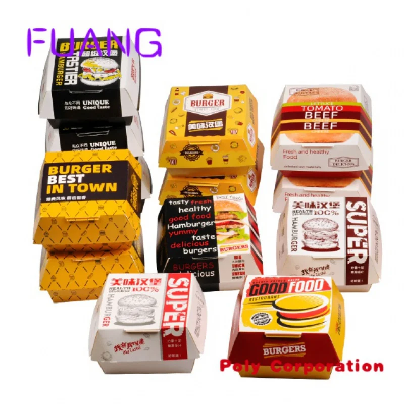 Wholesale Burger Fast Food Packing Box Custom Printed Food Packaging Hamburger Box