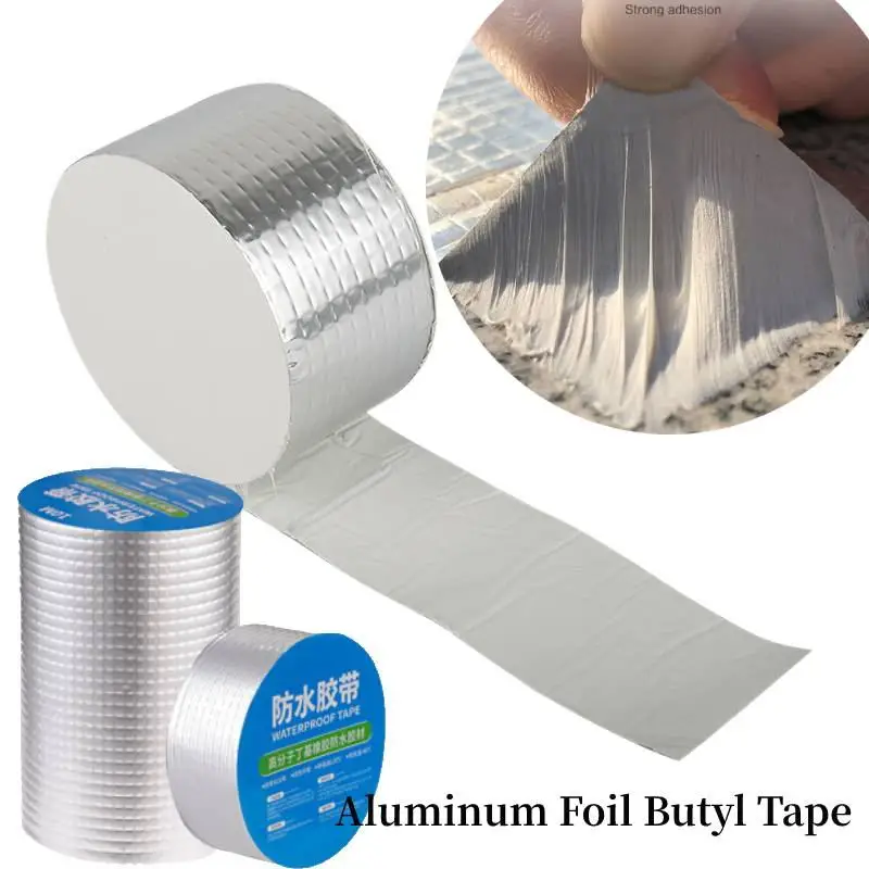 

Aluminum Foil Thicken Butyl Waterproof Tape High Temperature Resistance Wall Crack Roof Duct Leakproof Repair Adhesive Tape