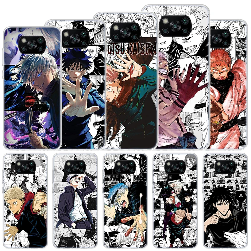 Jujutsu Kaisen Japan Anime Soft Case For Xiaomi Poco X3 NFC X4 M4 Pro M3 M2 Phone Cover F3 F2 F1 Mi Note 10 Lite A3 A2 A1 Funda