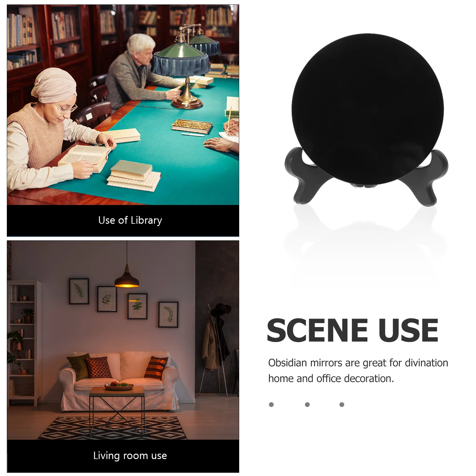 Зеркало для сушки диска из натурального обсидиана черные круглые подсвечники