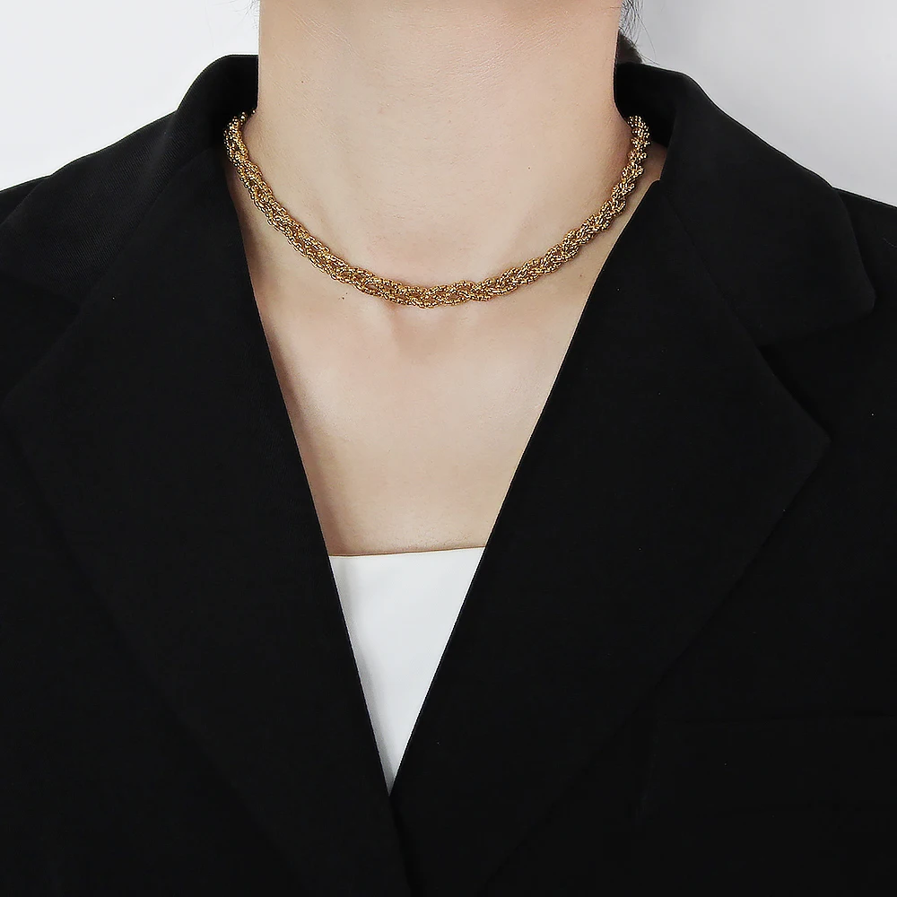

New Trendy Box Chain Necklace Stainless Steel For Men Gold Color Rope Curb Link Choker High Quality Jewelry Gifts 2022