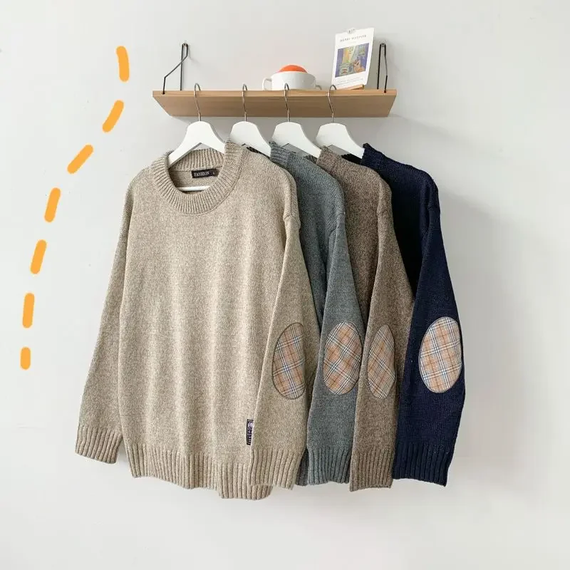 Трикотаж оверсайз свободный крой вязаные свитера для мужчин пуловер в корейском