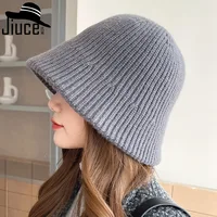 New Knitted Fisherman Hat Women's Autumn And Winter Simple Show Face Small Wide-brimmed Basin Hats Light Luxury Warm Bucket Cap
