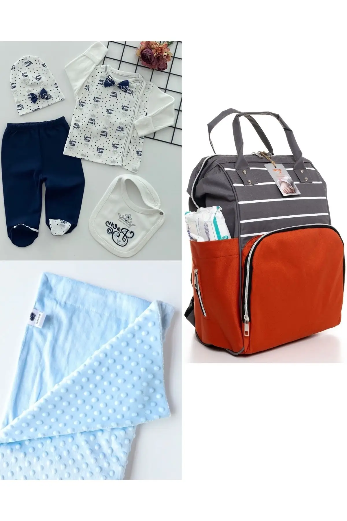 

Рюкзак функциональный для ухода за мамой и ребенком, 100% хлопковый набор одеял для выезда в больницу, хлопковый темно-синий