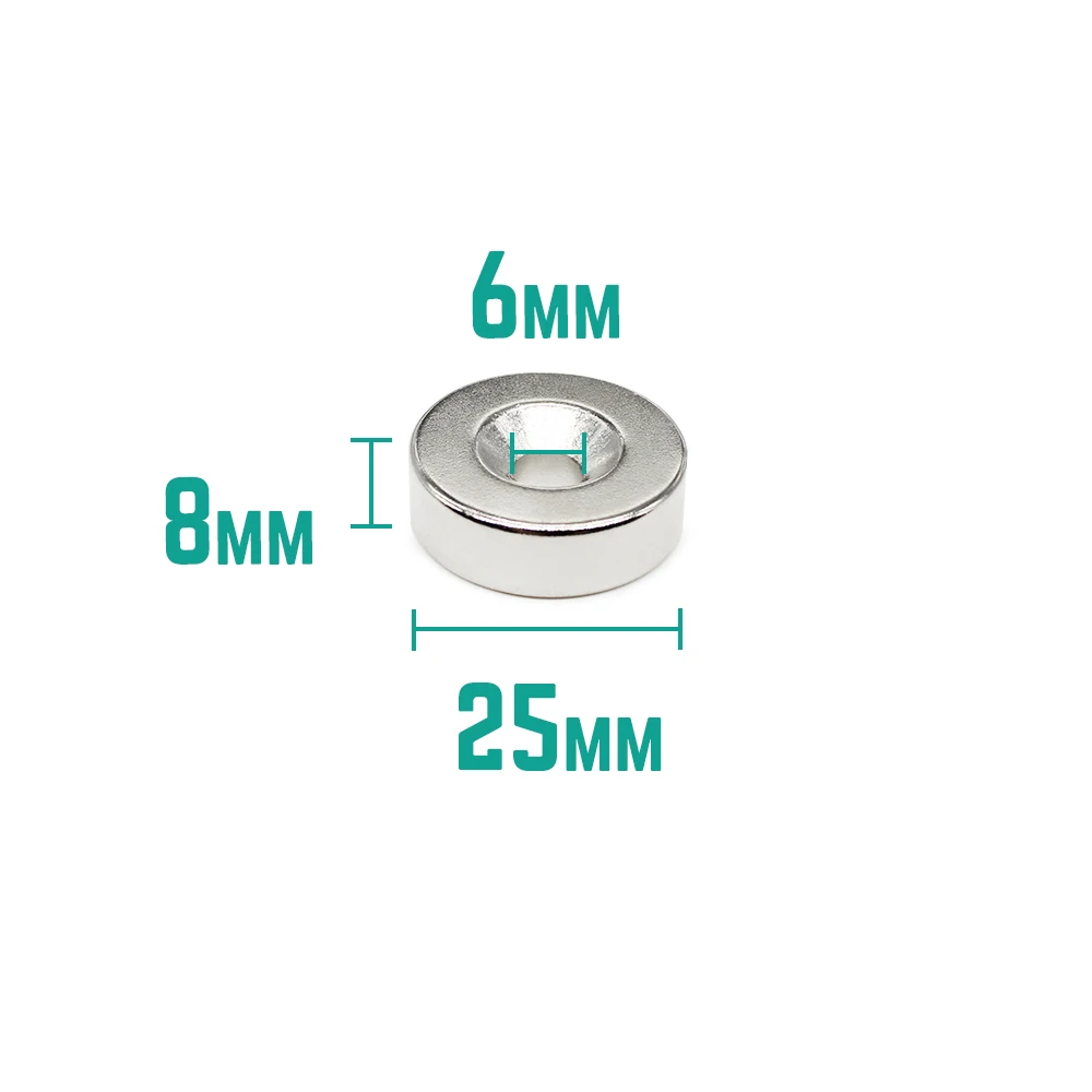 

1/2/5/10/15PCS 25x8-6mm Disc Countersunk Neodymium Magnet N35 Round Strong Powerful Magnets 25X8-6 Permanent Magnet 25*8-6