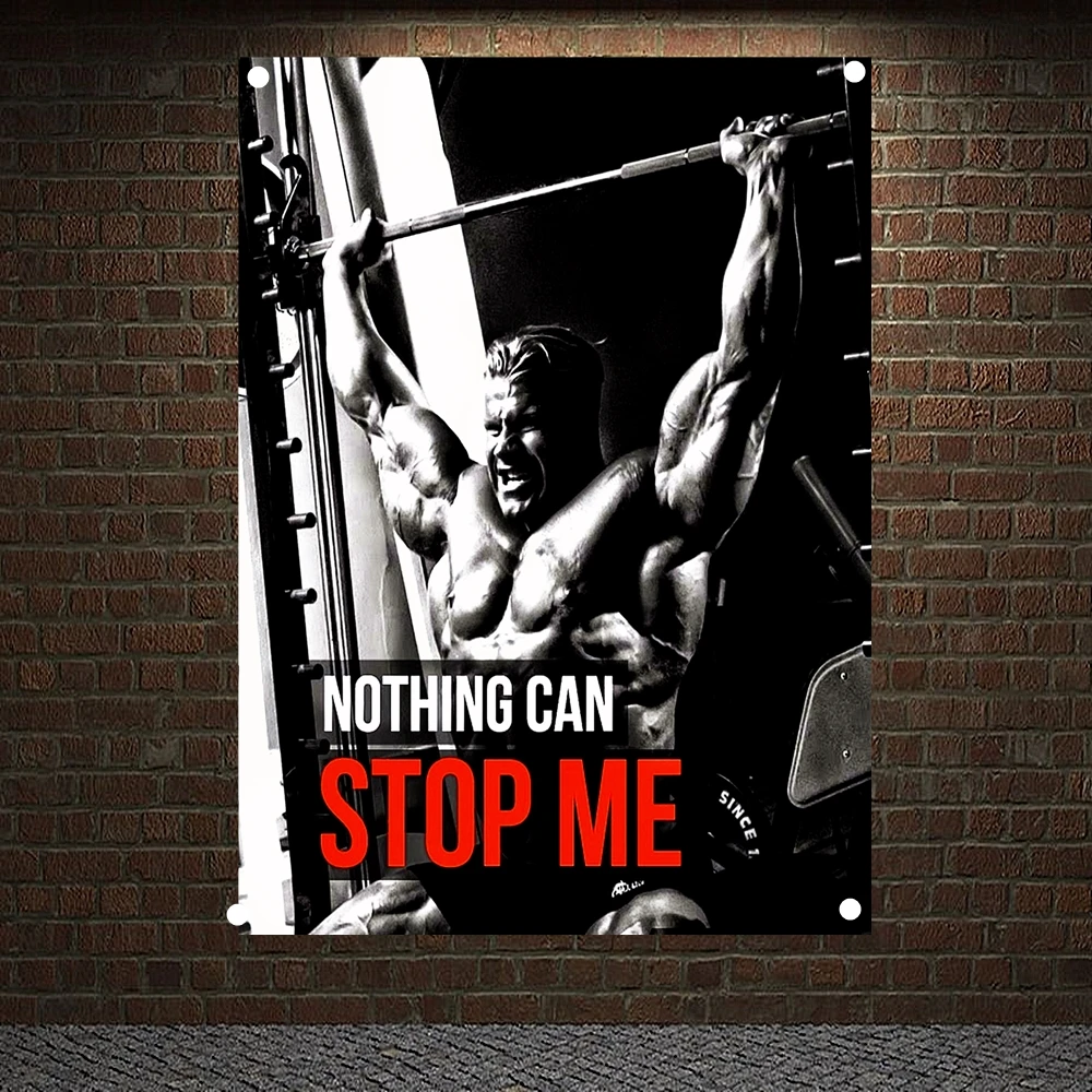 

NOTHING CAN STOP ME Motivational Workout Posters Exercise Fitness Banners Wall Art Flags Canvas Painting Tapestry Gym Wall Decor