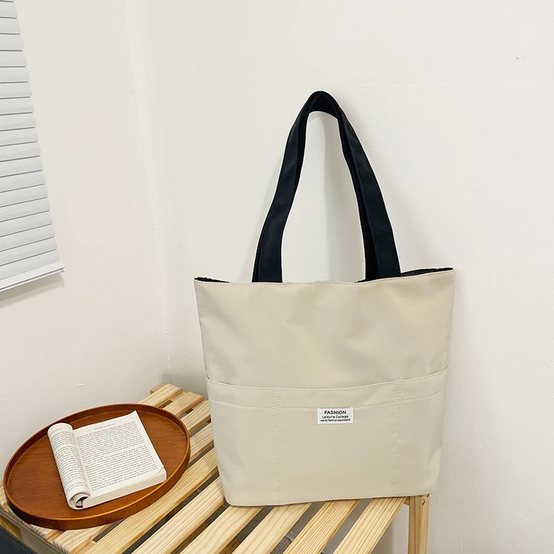 

Women's Handbag Beautiful Solid Color Student Casual Handbag Shoulder Bag Large Capacity Oxford Reusable Shopping Beach Bag 2023