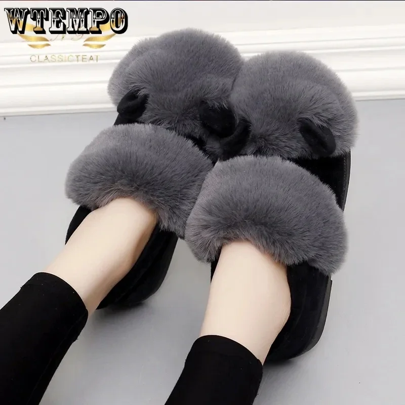 

Симпатичная утолщенная женская сумка с рисунком искусственной кожи и коровы, тапочки на каблуке, домашняя Нескользящая теплая удобная искусственная кожа, Осень-зима