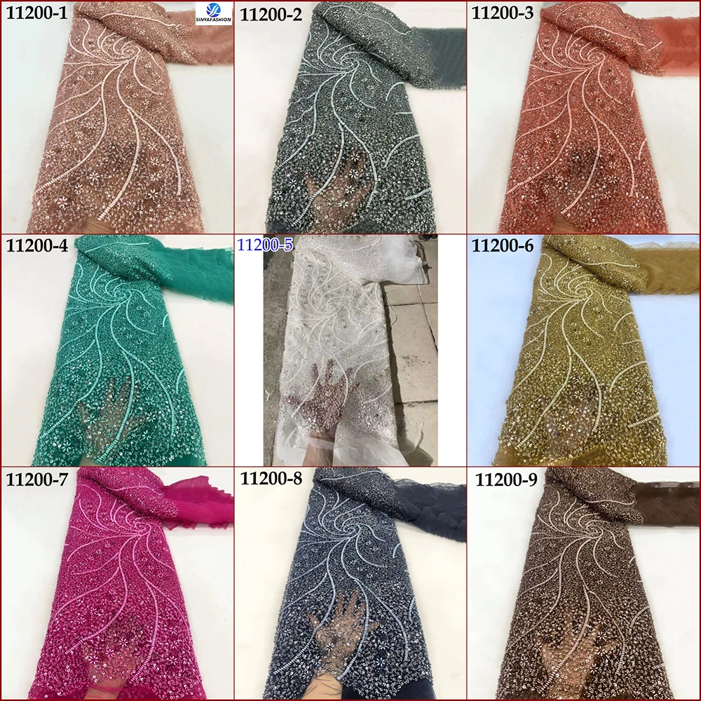 Голубая зеленая африканская блестящая французская Тюлевая кружевная ткань