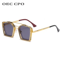 oec cpo retro punk square sunglasses men brand designer steampunk sun glasses women colorful uv400 alloy shades fashion eyewear