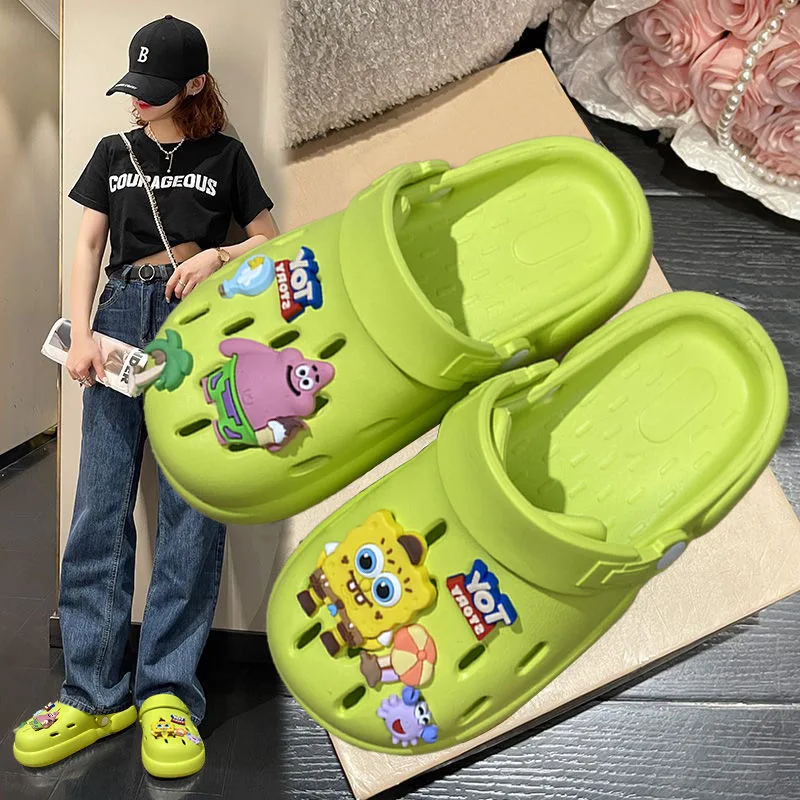 Сандалии женские в виде пещер Нескользящие летние босоножки Губка Боб Баотоу