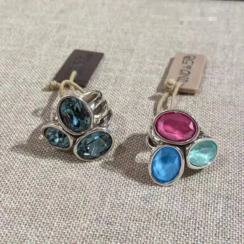 2022 New Edition UNO DE 50 Trendy Silver Plated 14k Yellow Gold Charm Silver Double Sapphire Ring Niche Jewelry Gift