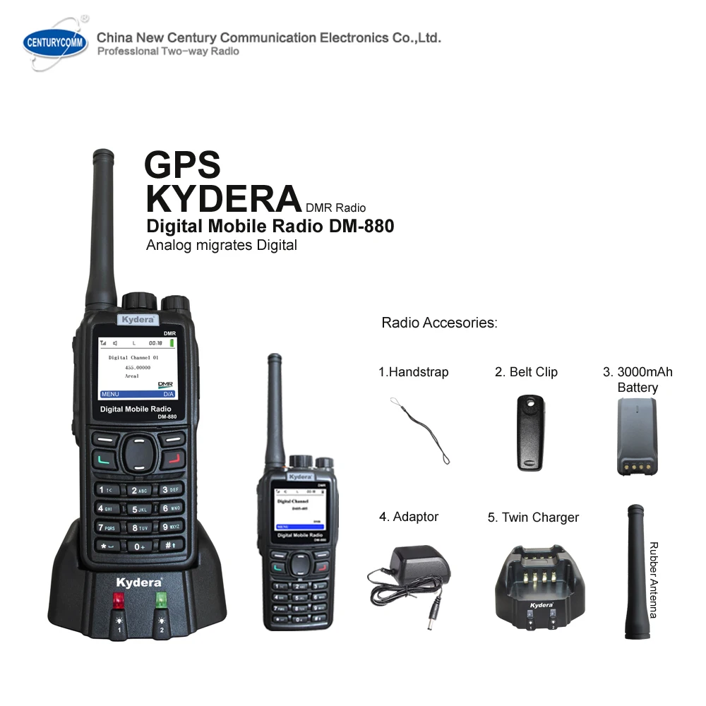 GPS безопасное цифровое радио для ванной комнаты DMR полной мощности с Kydera DM-880 и