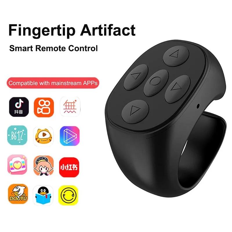 

Fingertip Remote Control Ring For Tik Tok Bluetooth-compatible Buttons Mobile Phone Selfie Timer Page Turner Controller Flipping