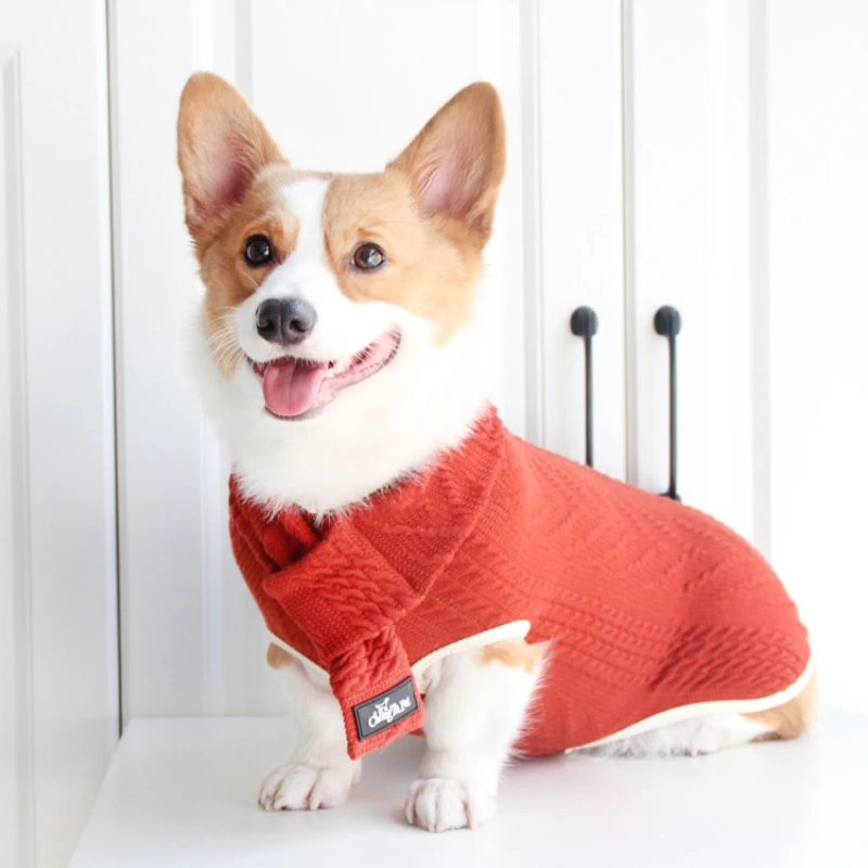 

Autumn Winter Retro Twist Pet Sweater Scarf Warm Knitting Clothing Dog Costume High Elasticity Pets Coats Corgi Teddy Chihuahua