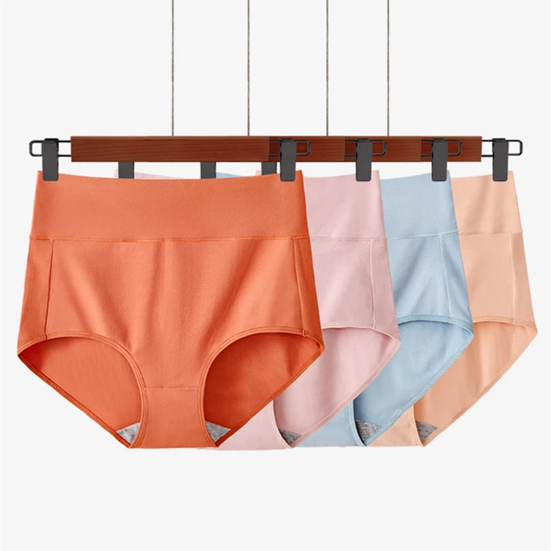 4 Season Universal Women's Panties Underwear High-Rise Pure Cotton Plus Size 4XL Solid Color Lingerie for Ladies Cozy Briefs