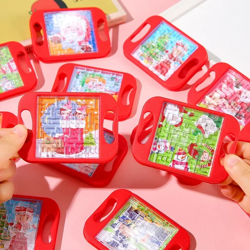 10 шт. мини-красный Санта-Клаус снеговик ручной балансирующий шарик лабиринт