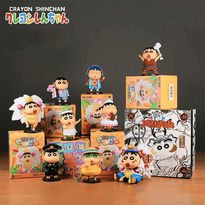 

Kawaii Anime Cartoon Crayon Shin-Chan Cross Dressing Series Blind Box Fashion Play Handmade Car Model Decoration Birthday Gift