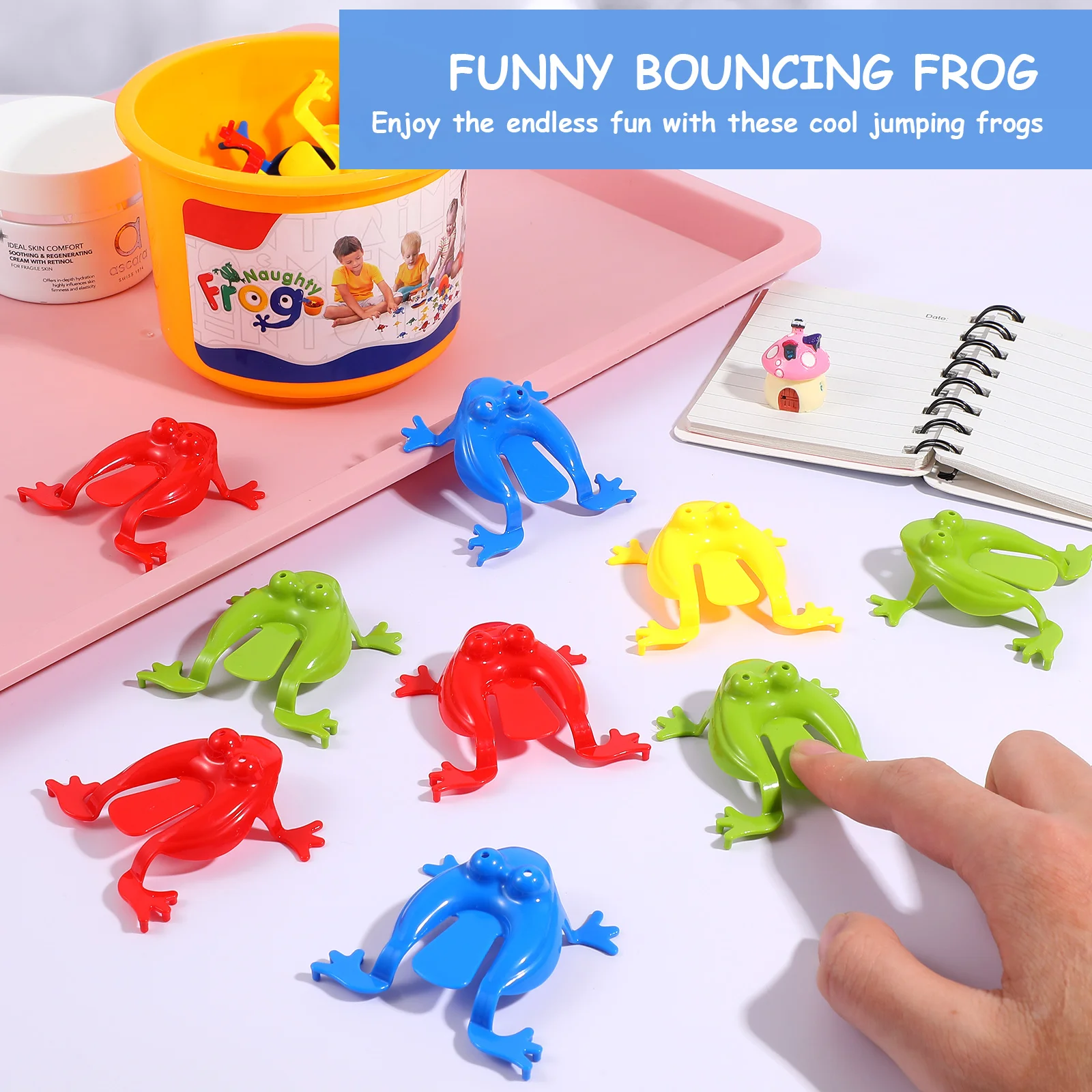 

1 Set Jumping Frogs Jumping with Bucket Funny Educational Toys