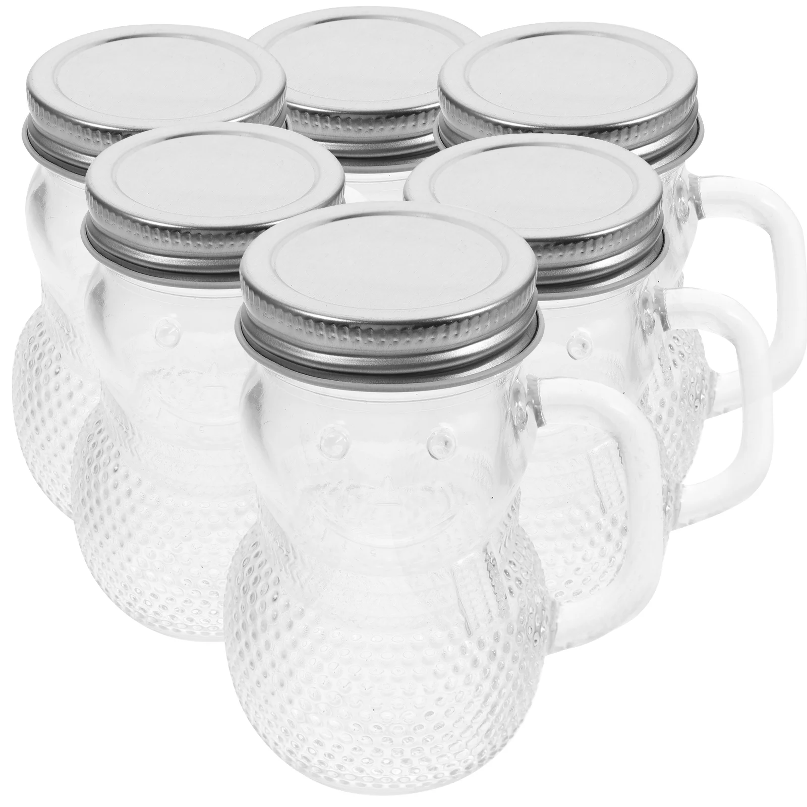 

Terrarium 6Pcs Glass Cup Christmas Snowman Bottles Tumbler with Lid Handle Glassware Xmas Party Favors for Beverage Milk 120ML