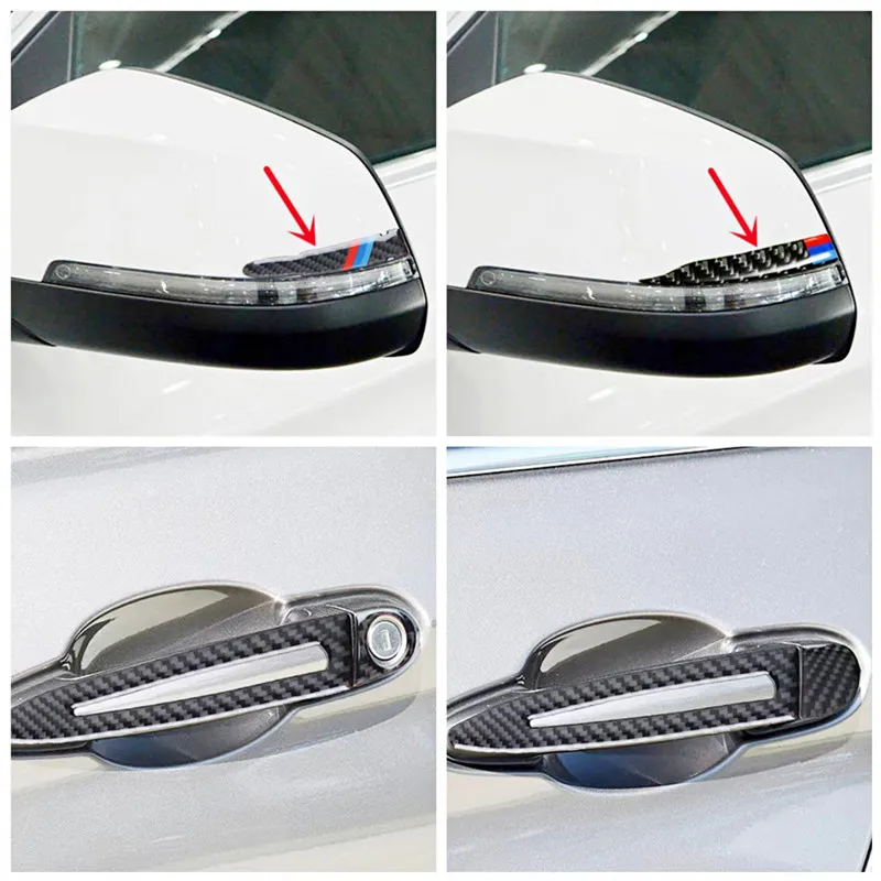 Carbon Fiber Car Exterior Rearview Mirror Door Sill Door Handle Modification Cover Trim Strips Stickers For BMW X5 X6 E70 E71