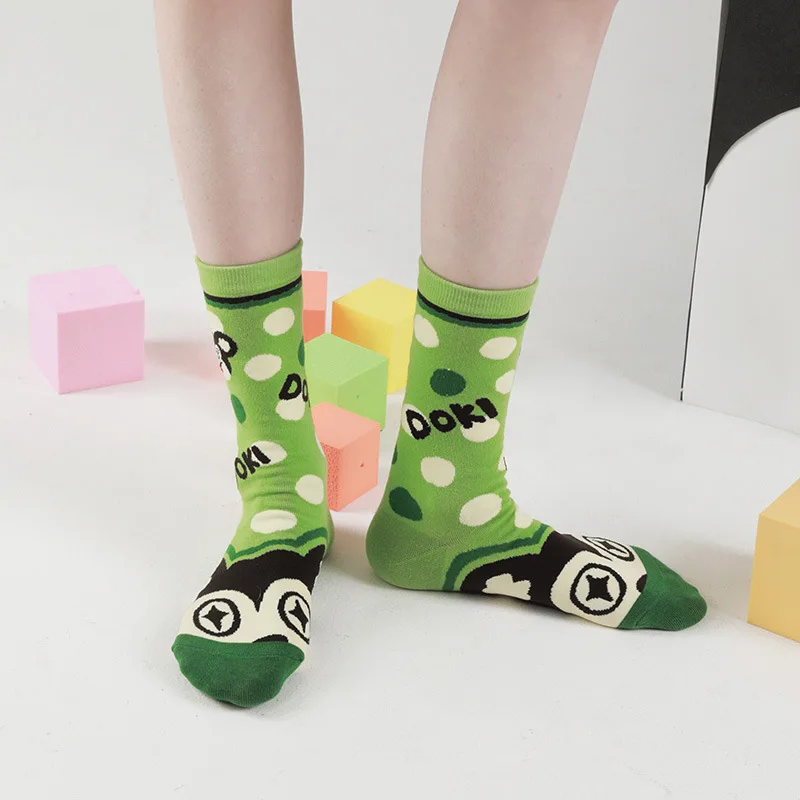 

Original autumn and winter new illustration cartoon personality cute quirky girls students cotton female socks wholesale