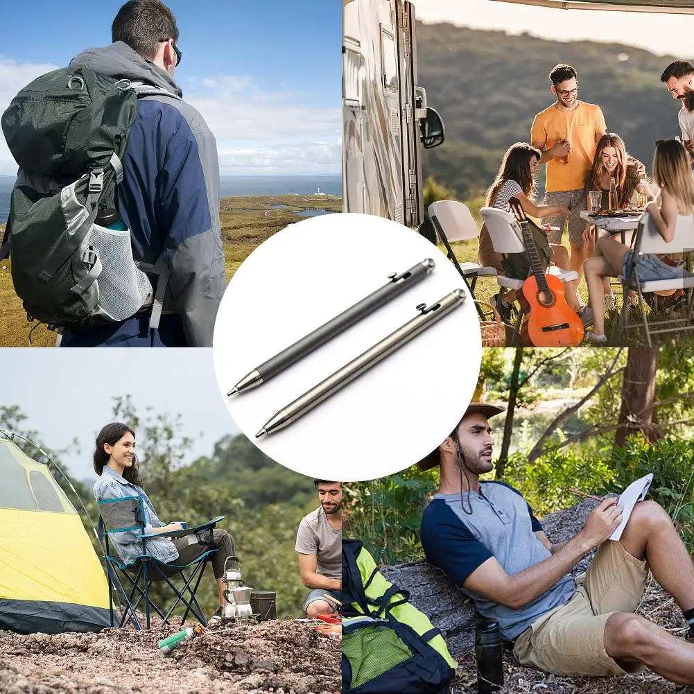 

Portable Mini Titanium Ballpoint Pen Keychain Metal Signature Pens For Outdoor Camping Hiking Travel Accessories I6Q0